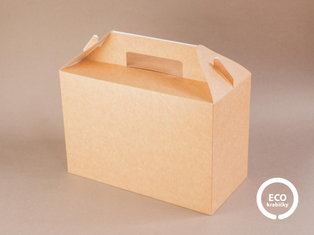 Bio papírová krabice na odnos jídla hnědá velká