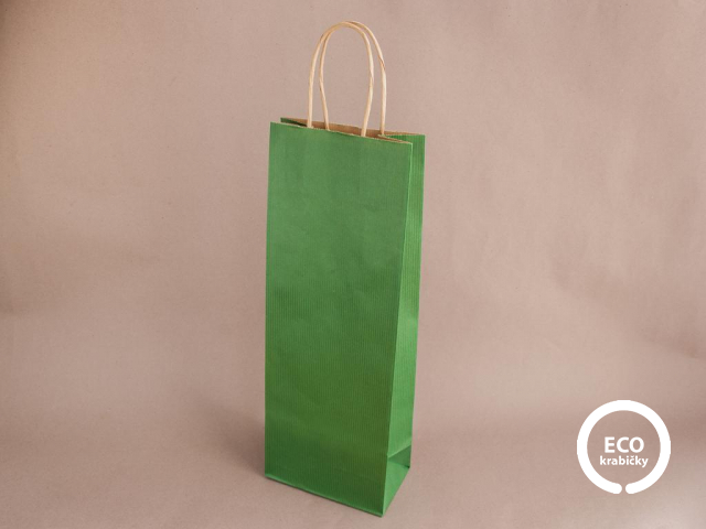 Bio papierová taška na víno MOSELA zelená 14 x 8 x 39 cm