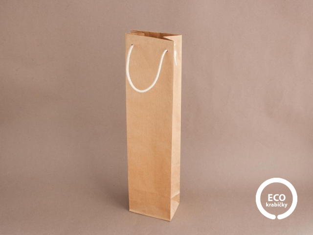 Bio papierová taška na víno BOLOGNA hnedá 9,5 x 6,5 x 38 cm