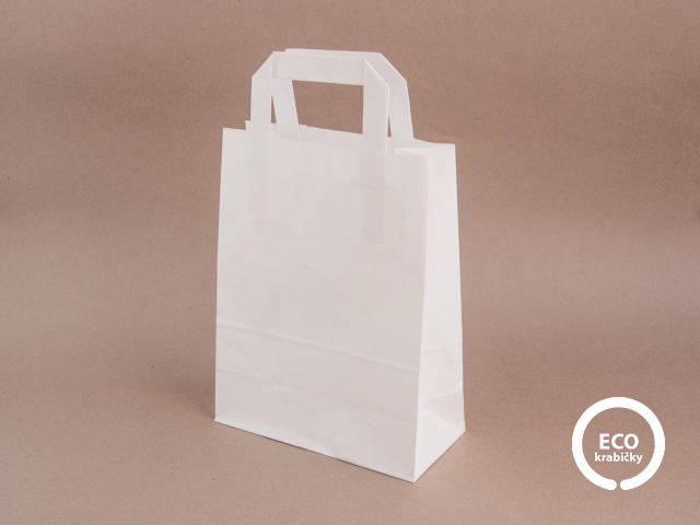 Bio papierová taška ploché ucho biela 18 x 9 x 22 cm 