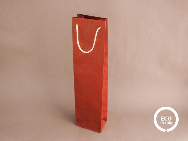 Bio papierová taška na víno BOLOGNA červená  9,5 x 6,5 x 38 cm