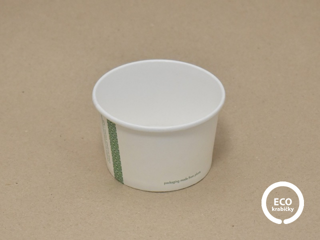 Bio papírová miska na polévku 360 ml (12 oz), víčko zvlášť 