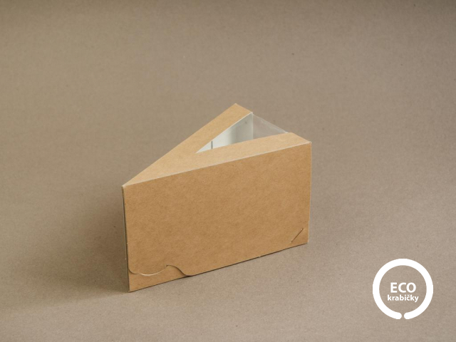 Bio papierová škatuľka na 1 kus tortu hnedá VEĽKÁ 14,4 x 8 x 9 cm