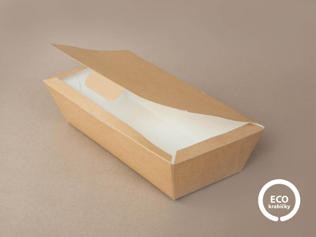 Bio papírový box na hot dog  hnědý 250/220 x 125/95 x 60 mm