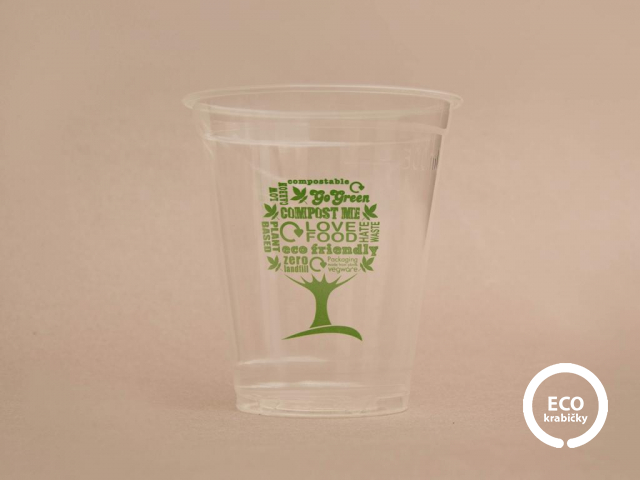 Bio PLA pohár na studené GREEN TREE 400 ml (16 oz) Ø 96 mm