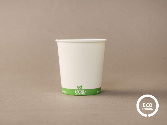 Bio papírový kelímek na horký nápoj ECO CUP bílý 100 ml (4 oz)