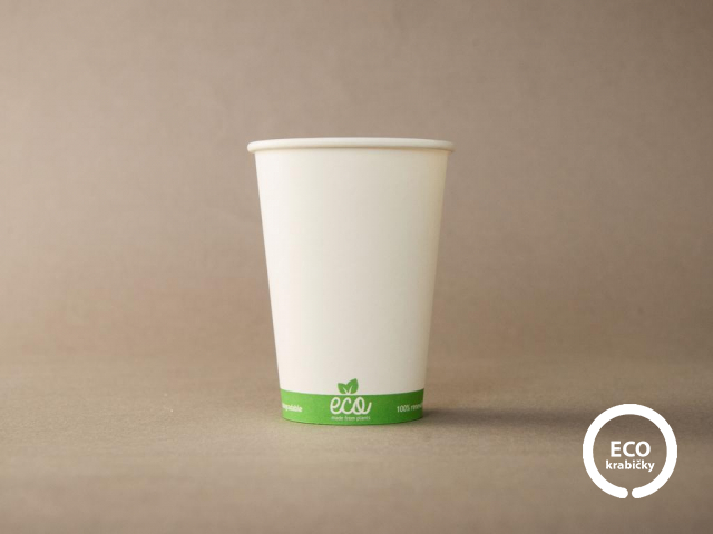 Bio papírový kelímek na horký nápoj ECO CUP bílý 180 ml (7 oz)