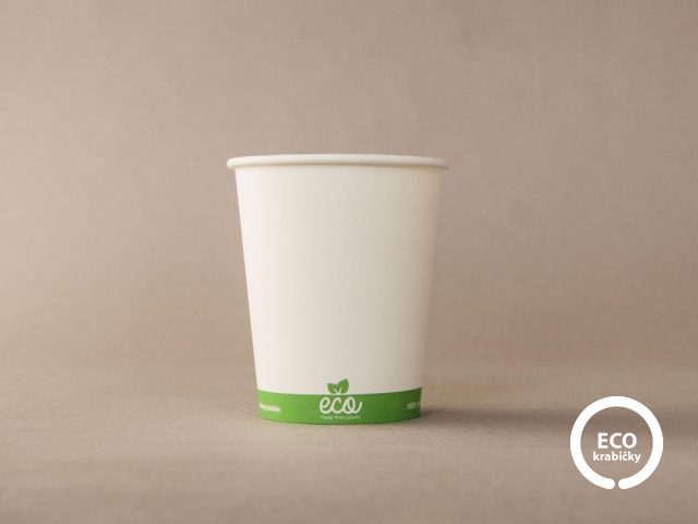 Bio papierový pohár na horúci nápoj ECO CUP biely 200 ml (8 oz)