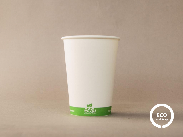 Bio papírový kelímek na horký nápoj ECO CUP bílý 300 ml (12 oz)