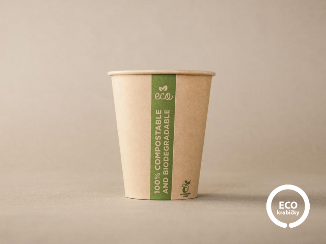 Bio papírový kelímek na horký nápoj ECO CUP hnědý 150 ml (6 oz)