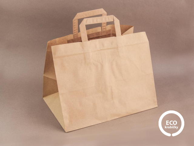 Papírová taška Take away HNĚDÁ 32 x 20 x 27 cm