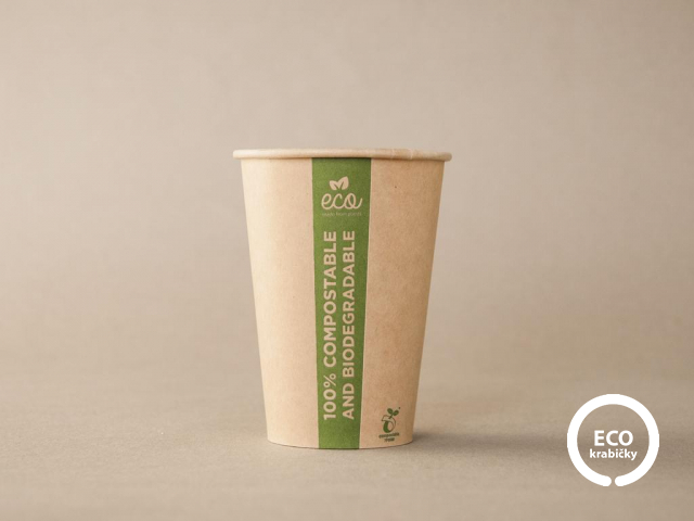 Bio papírový kelímek na horký nápoj ECO CUP hnědý 180 ml (7 oz)