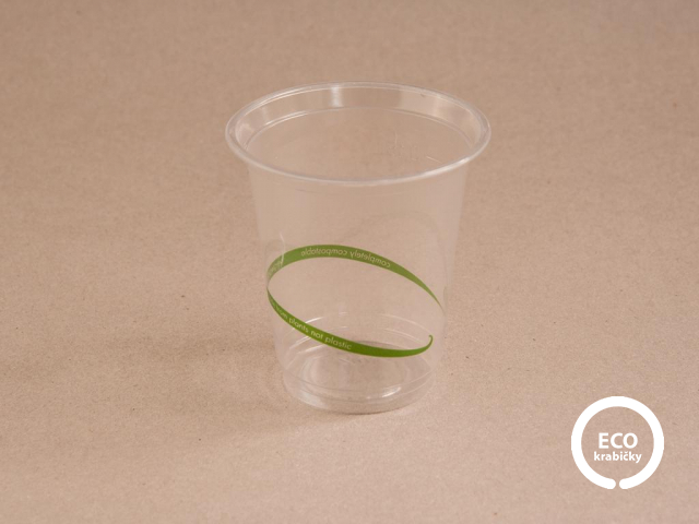Bio PLA pohár SLIM na studené s logem 150 ml (7 oz) Ø 76 mm