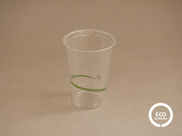 Bio PLA pohár SLIM na studené s logem 250 ml (9 oz) Ø 76 mm
