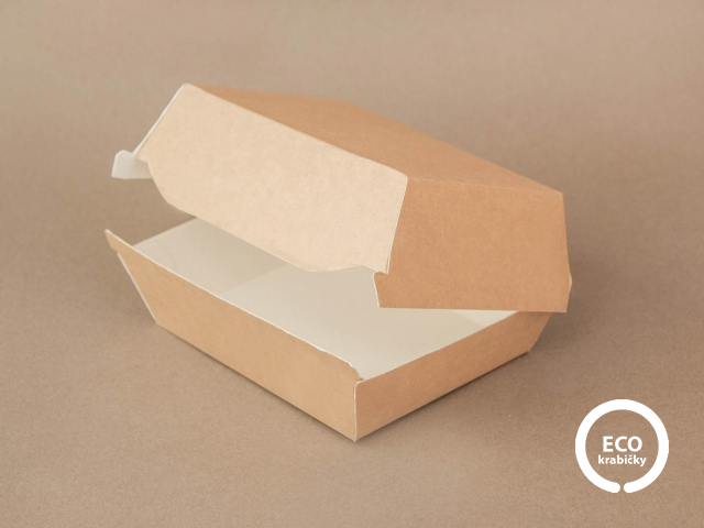 Bio papírová krabička na hamburger hnědá 10,5 x 10,5 x 7 cm