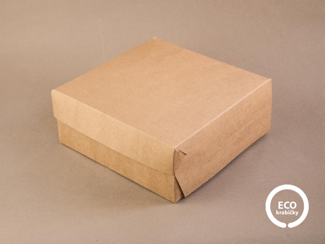 Papírová dortová krabice hnědá 22 x 22 x 9 cm