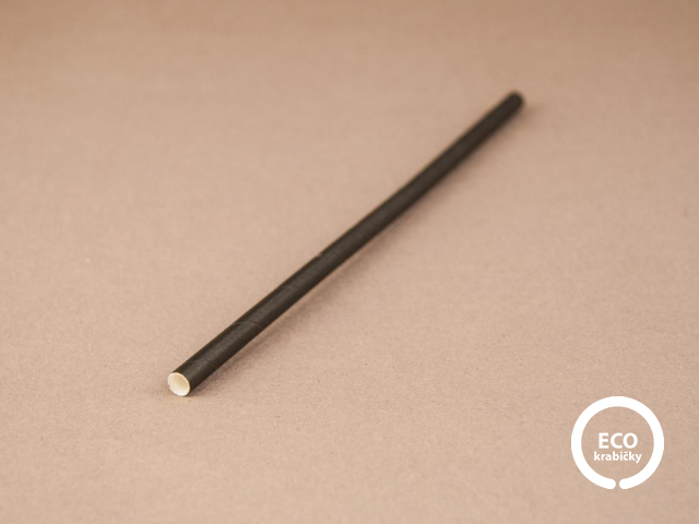 Bio papírové brčko černé 20 cm Ø 0,8 cm