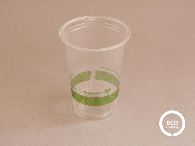 Bio PLA pohár na studené s logem, ryska 400 ml (16 oz) Ø 96 mm