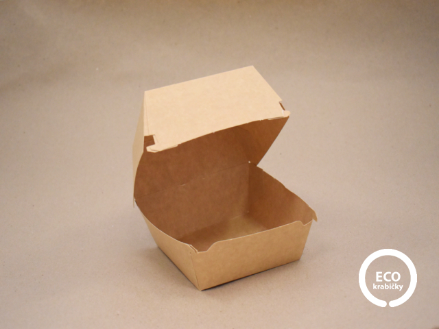 Papierová krabička na hamburger recyklovateľná hnedá 116 x 116 x 10 mm