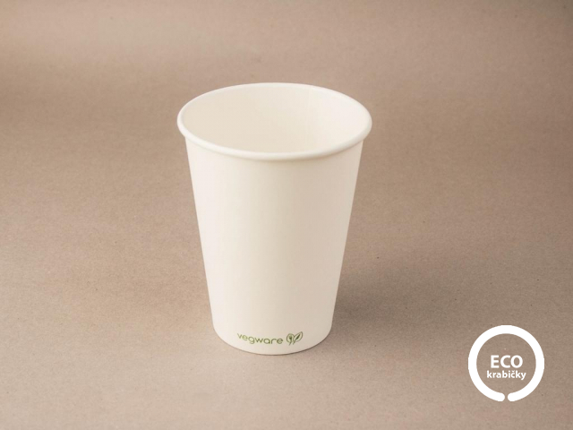 Bio papierový kelímok na horúci nápoj biely 300 - 350 ml (12 oz)