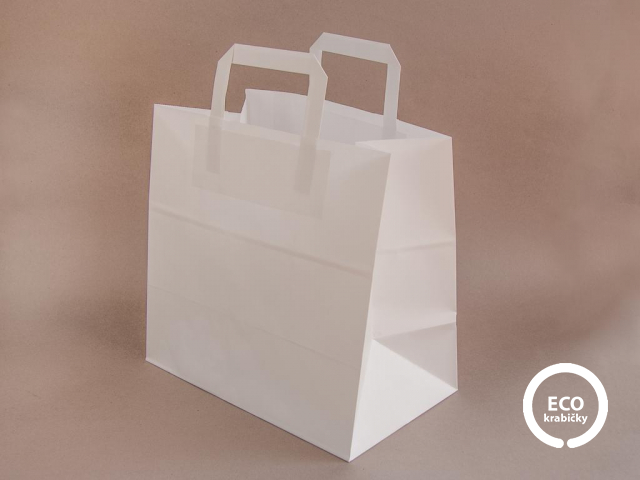 Bio papierová taška ploché ucho bílá 20 x 10 x 28 cm