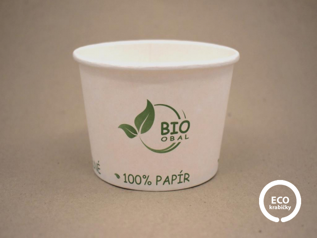 Bio papierová miska na polievku 500 ml (16 oz), viečko zvlášť