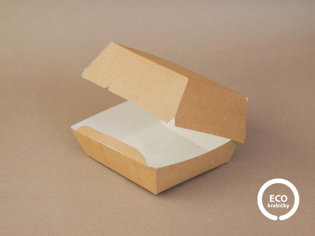 Bio papírová krabička na hamburger hnědá 108/89 x 108/89 x 70 mm