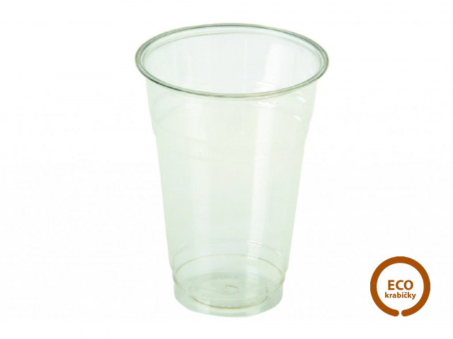 Bio PLA pohár na studené bez loga s ryskou 400 ml (16 oz) Ø 96 mm